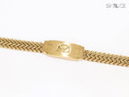 Alphabet A&E on plate gold bracelet