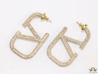 Alphabet V open hoop earrings with cz 45 mm