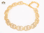 Double C CZ and gold link chain