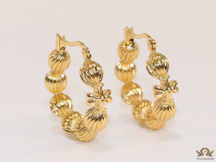 Golden beaded hoop earrings