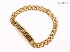 Alphabet F on plate gold link chain bracelet