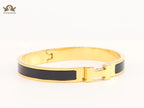 Alphabet H black gold plated 8mm bracelet