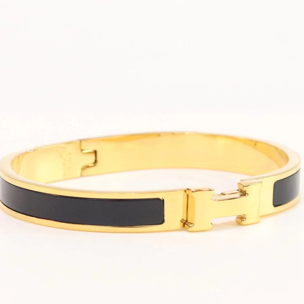 Alphabet H black gold plated 8mm bracelet