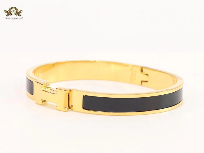 Alphabet H black gold plated 8mm bracelet