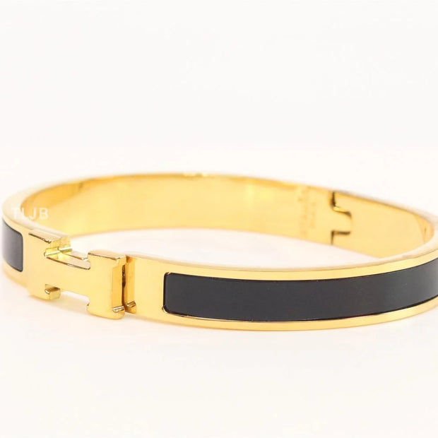 Alphabet H black gold plated 8mm bracelet