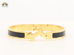 Alphabet H black gold plated 8mm bracelet