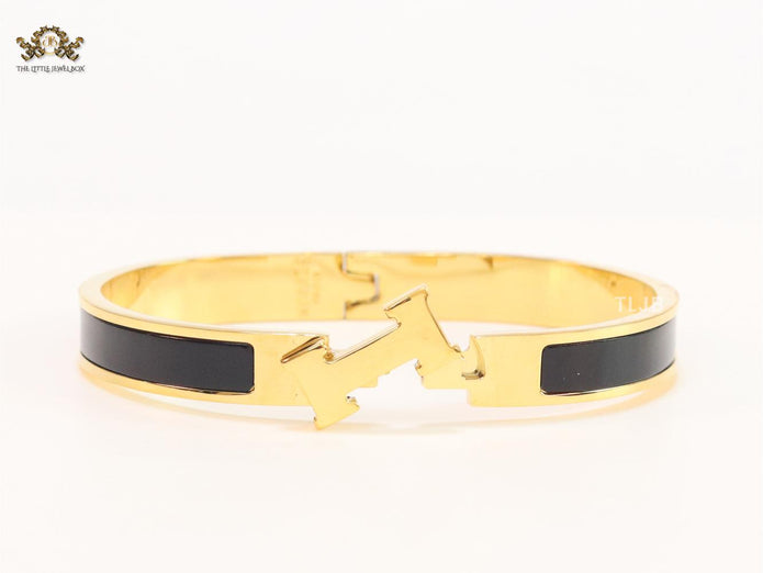 Alphabet H black gold plated 8mm bracelet