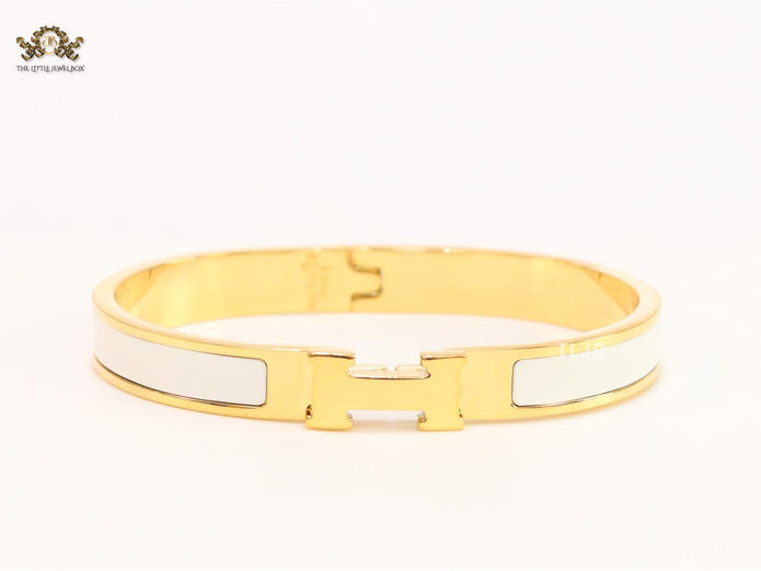 Alphabet H white gold plated bracelet 8mm