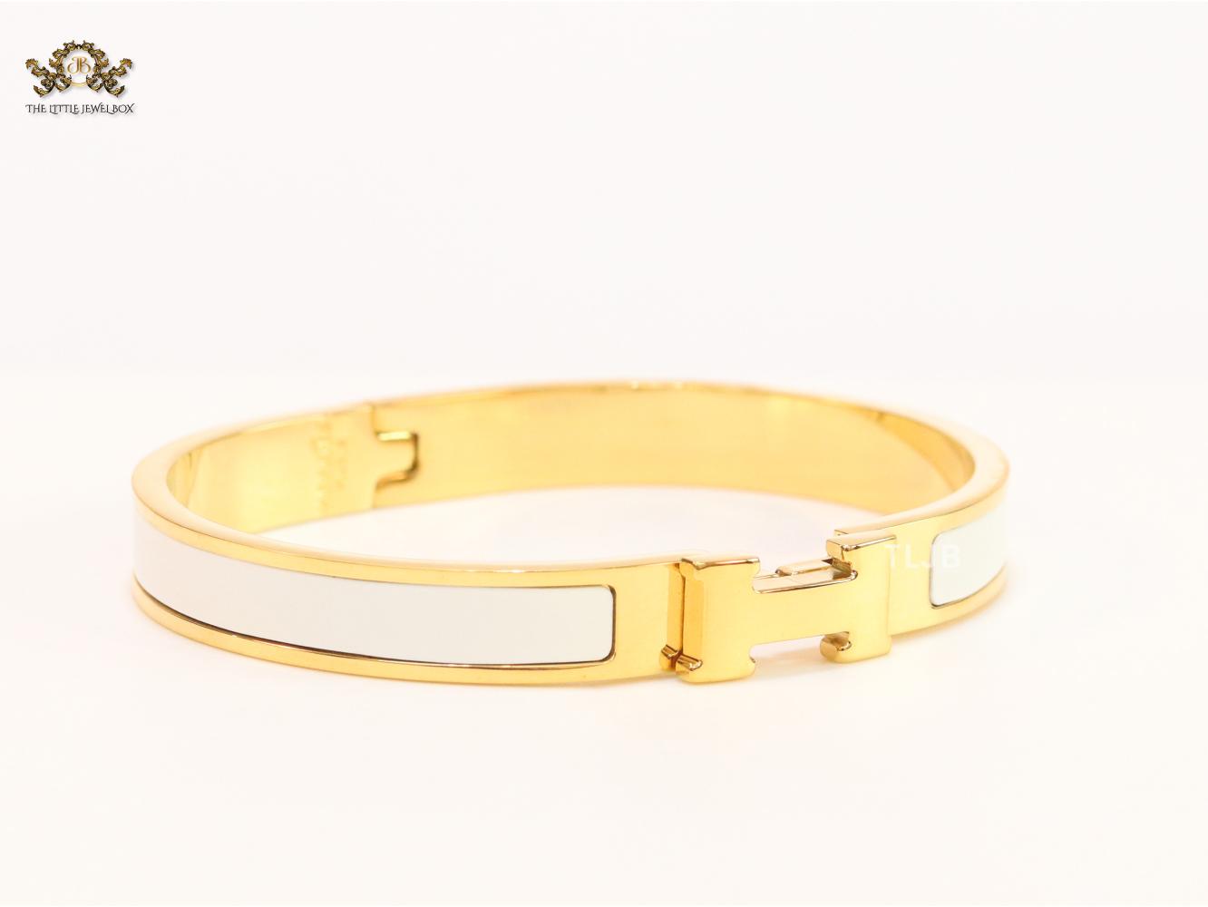 Alphabet H white gold plated bracelet 8mm