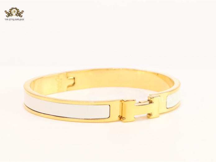 Alphabet H white gold plated bracelet 8mm