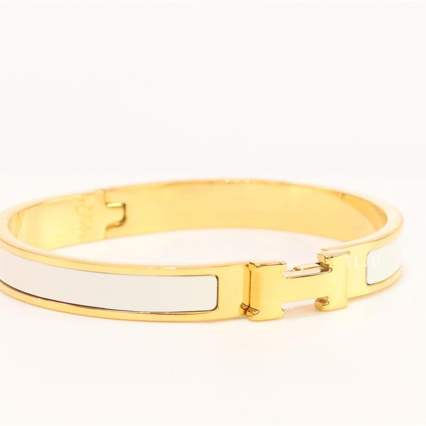 Alphabet H white gold plated bracelet 8mm