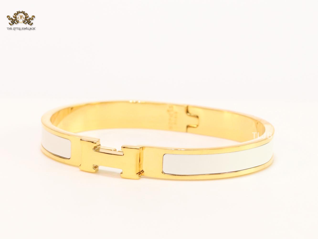 Alphabet H white gold plated bracelet 8mm