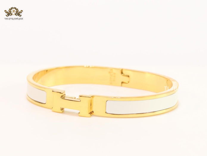 Alphabet H white gold plated bracelet 8mm