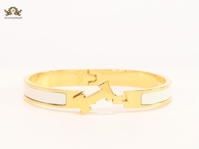 Alphabet H white gold plated bracelet 8mm