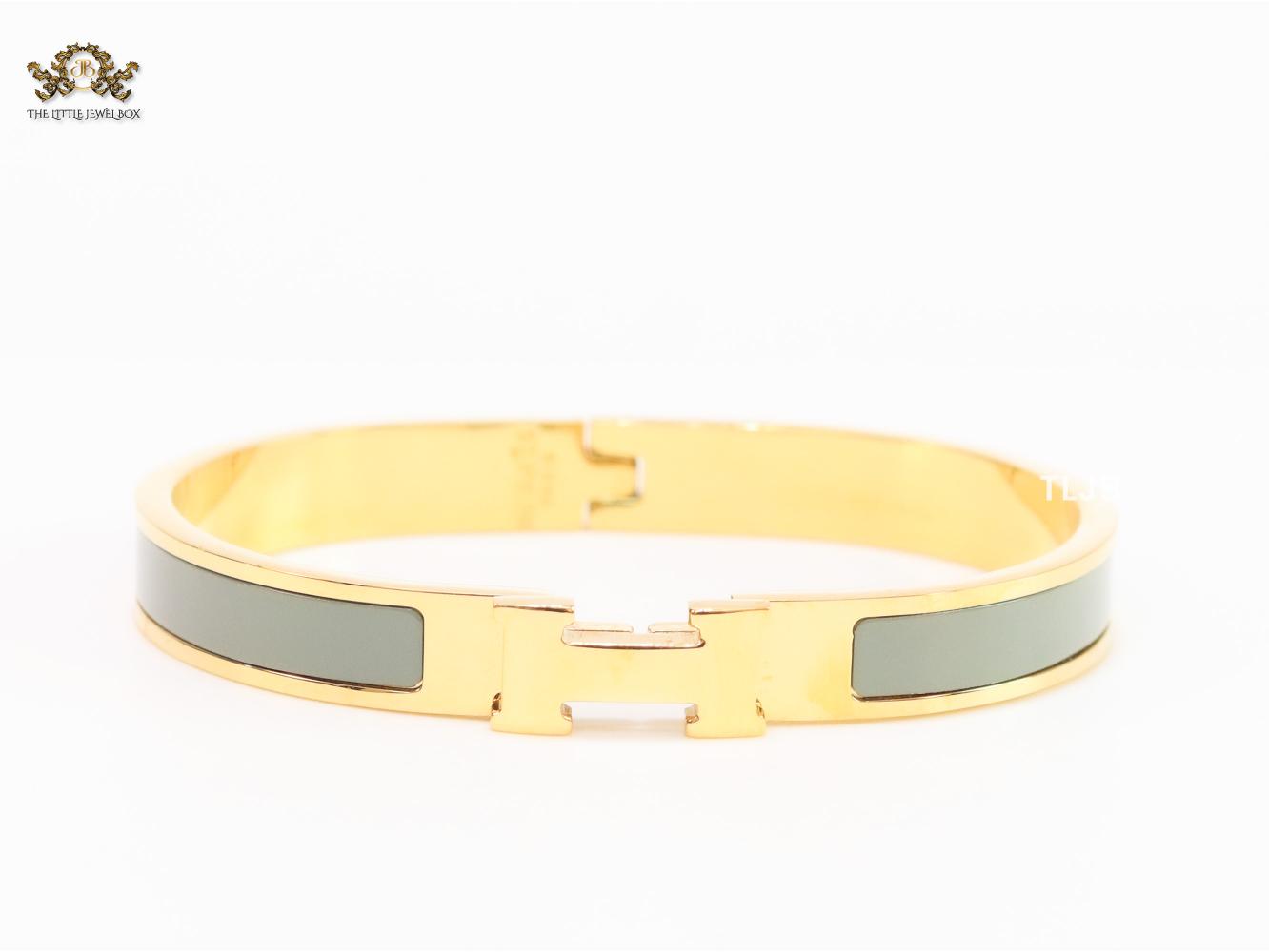 Alphabet H grey gold plated bracelet 8mm