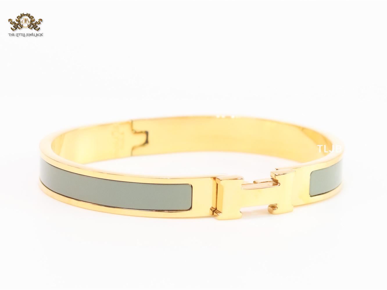 Alphabet H grey gold plated bracelet 8mm