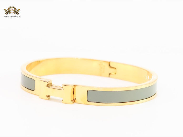 Alphabet H grey gold plated bracelet 8mm