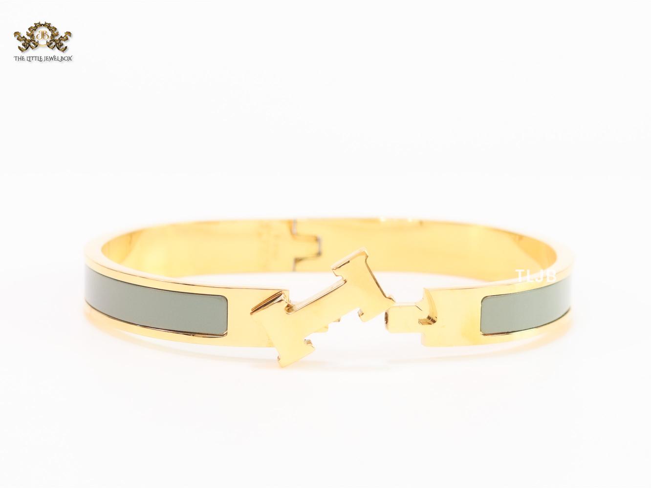 Alphabet H grey gold plated bracelet 8mm