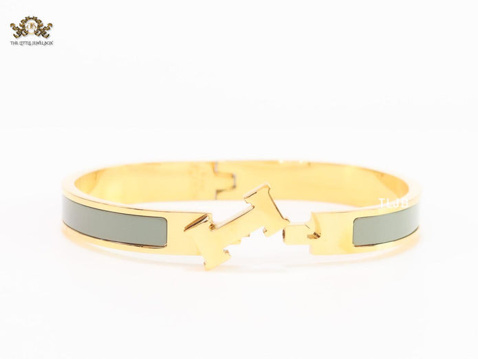 Alphabet H grey gold plated bracelet 8mm