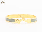 Alphabet H grey gold plated bracelet 8mm