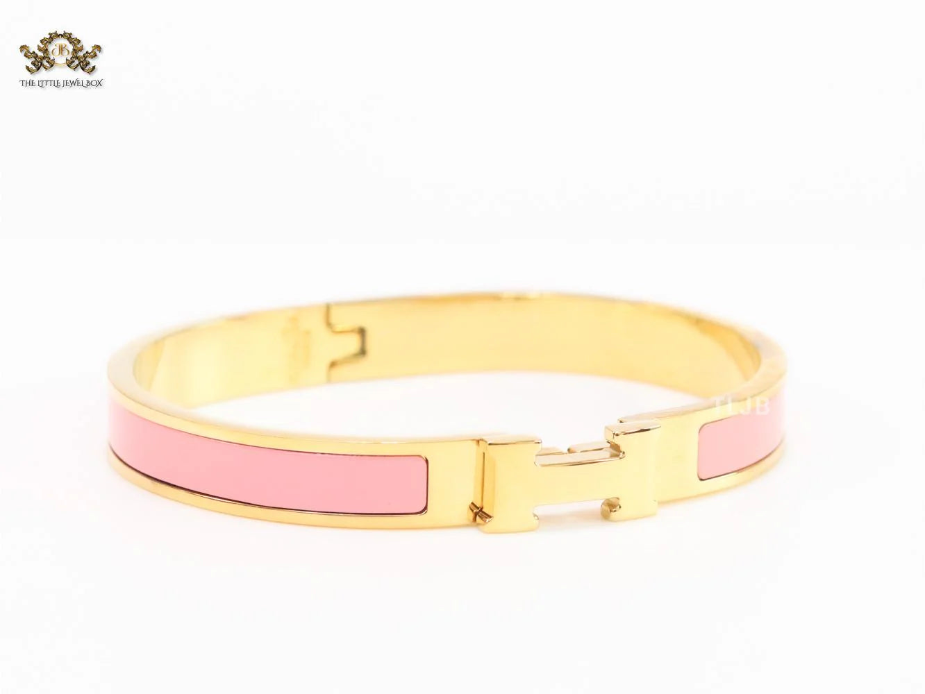 Alphabet H pink and gold 8 mm bracelet