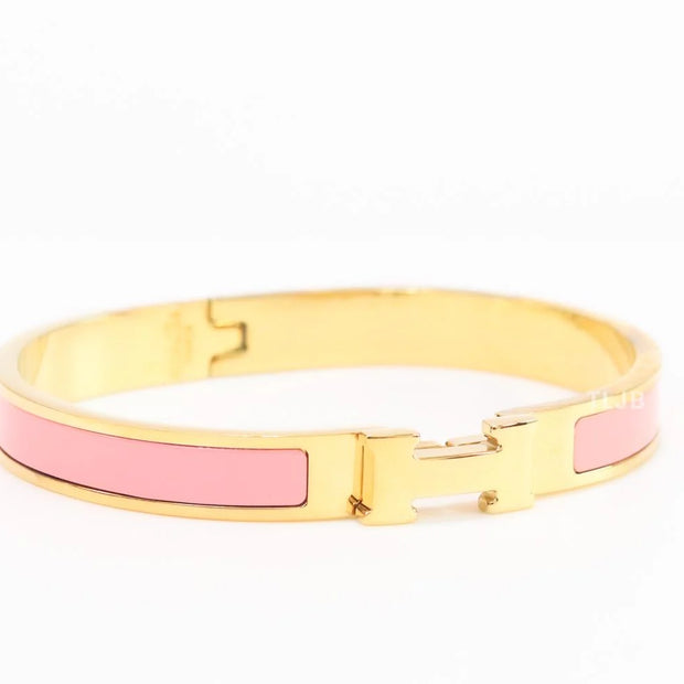 Alphabet H pink and gold 8 mm bracelet