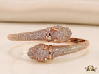 Rose gold plated cz twin panther openable  bracelet