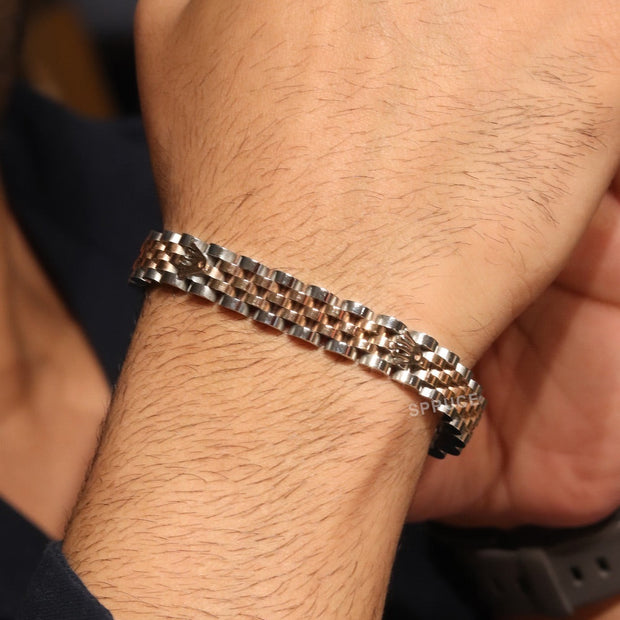 Alphabet R Rose-Gold and Platinum link chain Bracelet