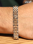 Alphabet R Rose-Gold and Platinum link chain Bracelet
