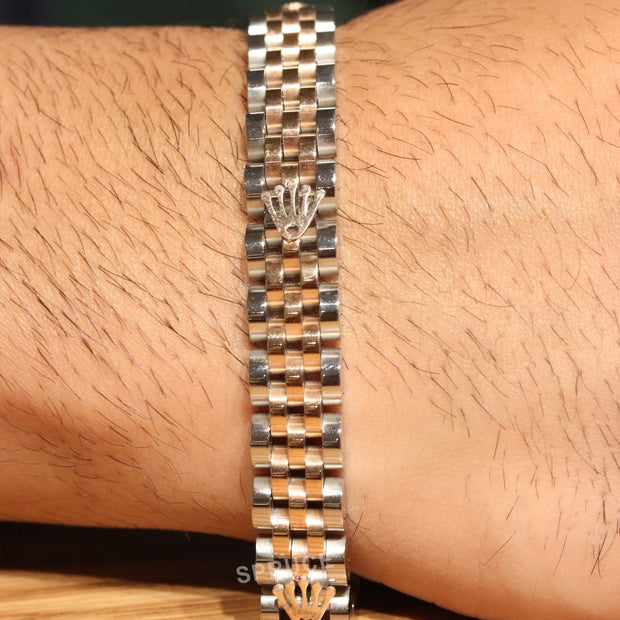 Alphabet R Rose-Gold and Platinum link chain Bracelet