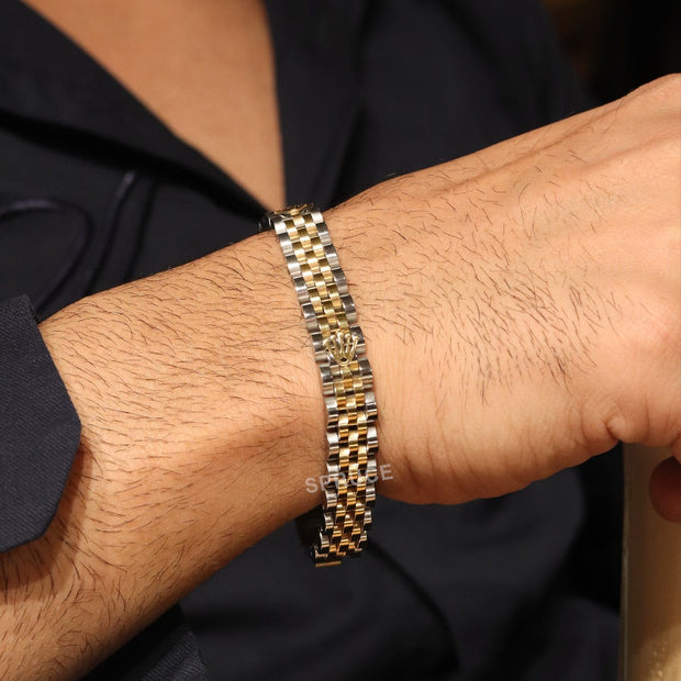 Alphabet R Gold and Platinum link chain Bracelet