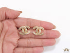 Gold plated cz studs in twin C motif