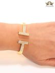 Alphabet T cz and gold bracelet