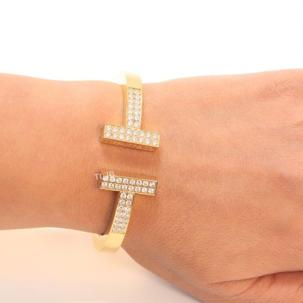 Alphabet T cz and gold bracelet