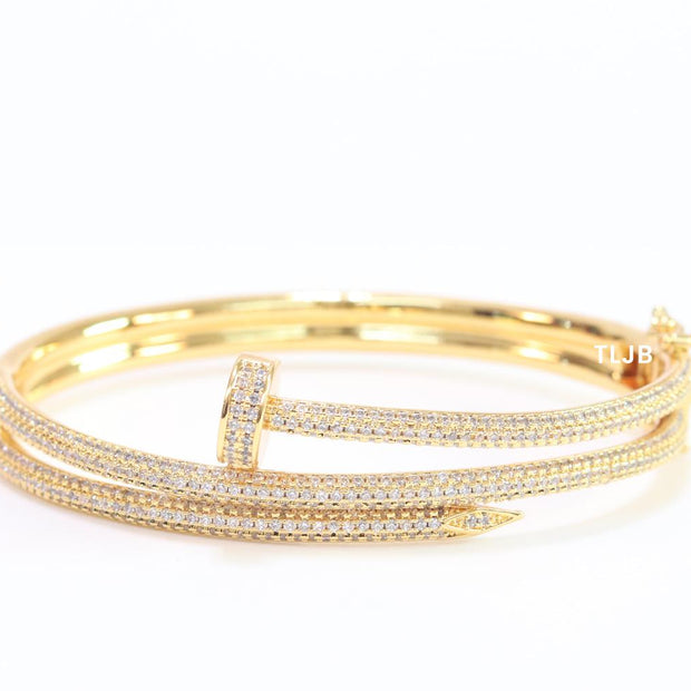 Gold & Cz nail openable bracelet
