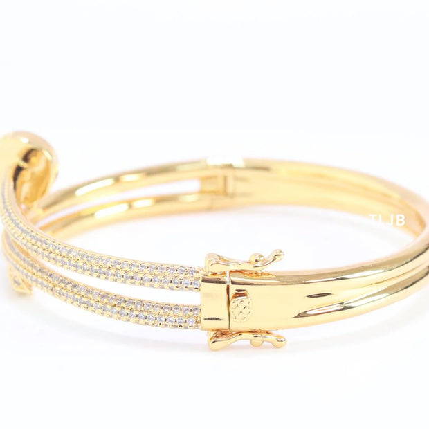 Gold & Cz nail openable bracelet