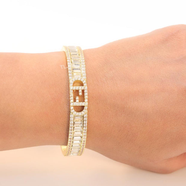 Double F gold and cz bracelet