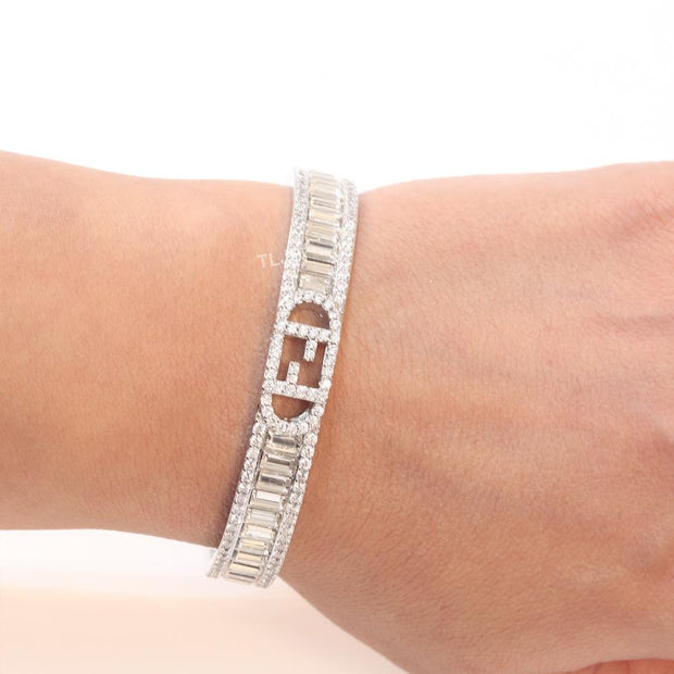Double F platinum and cz bracelet