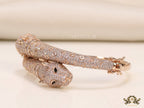 Rose gold plated cz twin panther bracelet