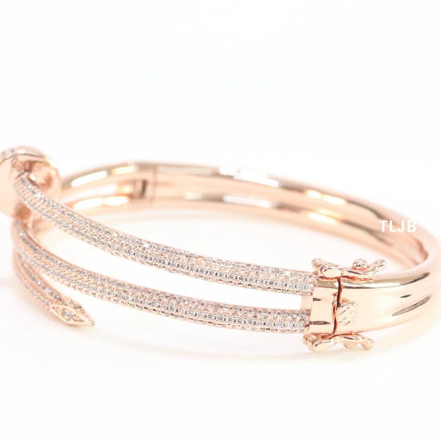 Rose gold & Cz nail openable bracelet
