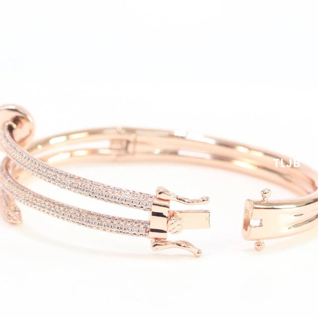 Rose gold & Cz nail openable bracelet