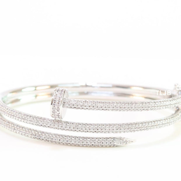 Silver & Cz nail openable bracelet