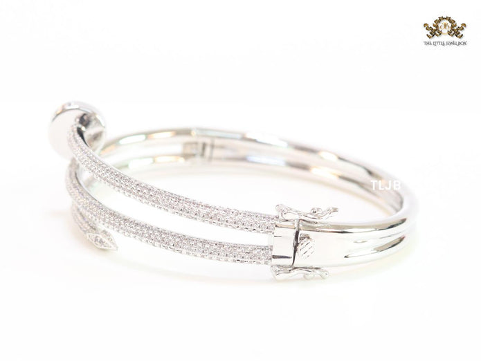 Silver & Cz nail openable bracelet