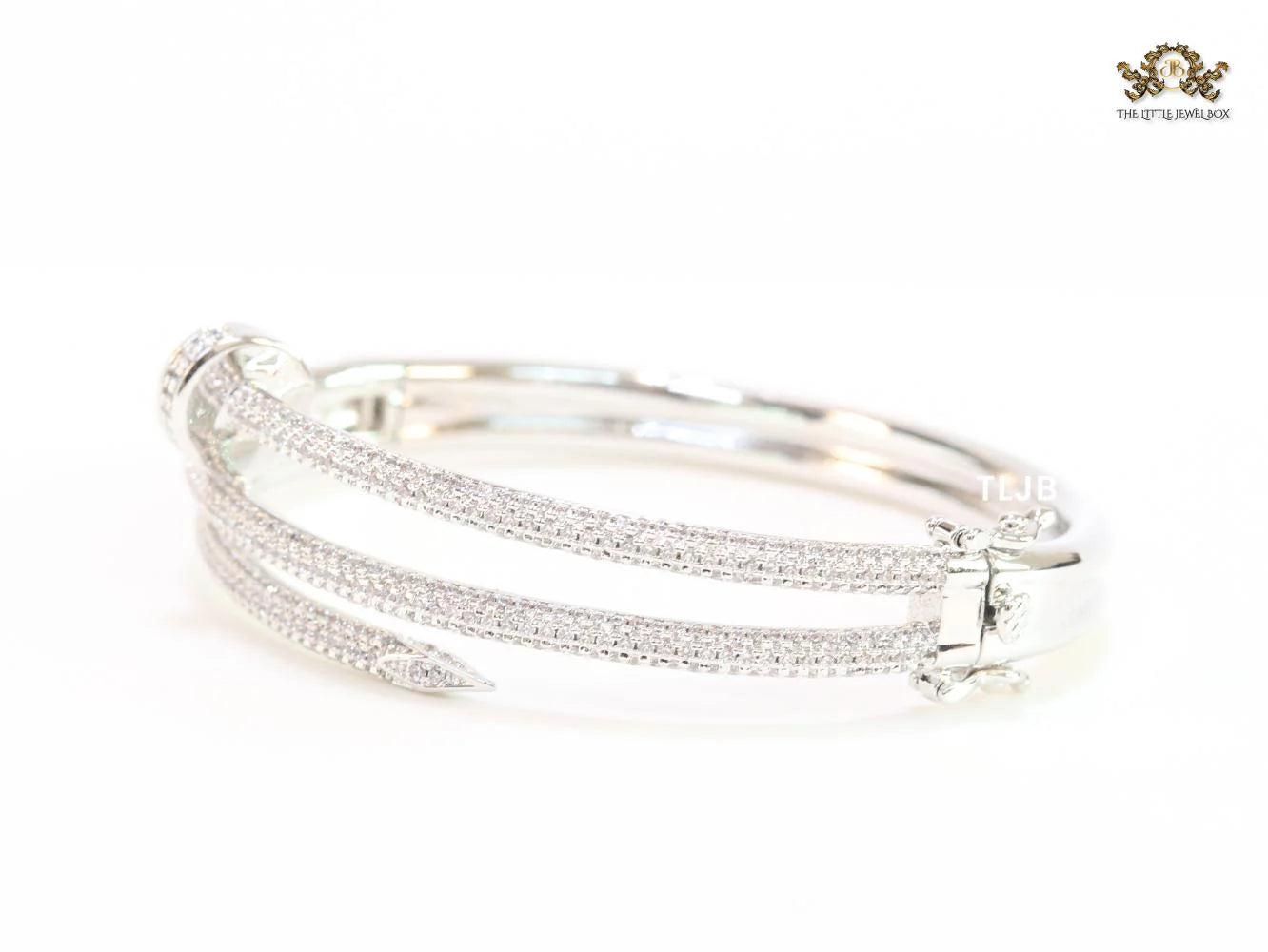 Silver & Cz nail openable bracelet