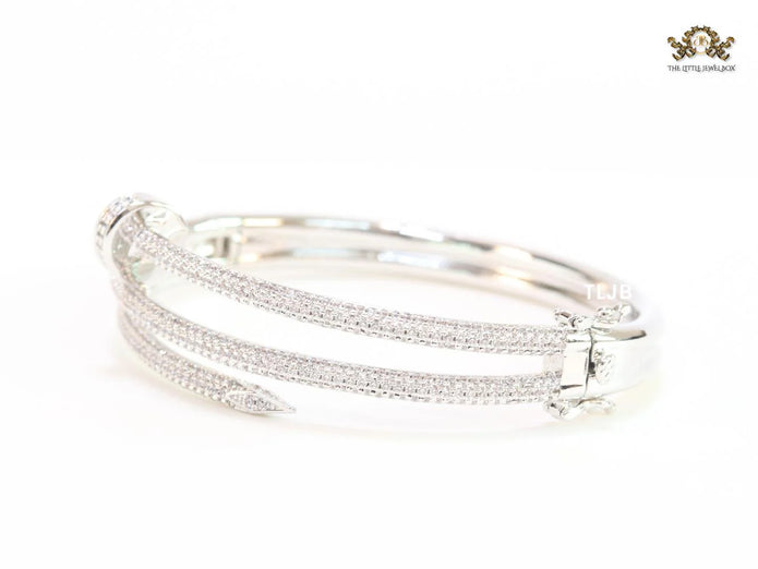 Silver & Cz nail openable bracelet