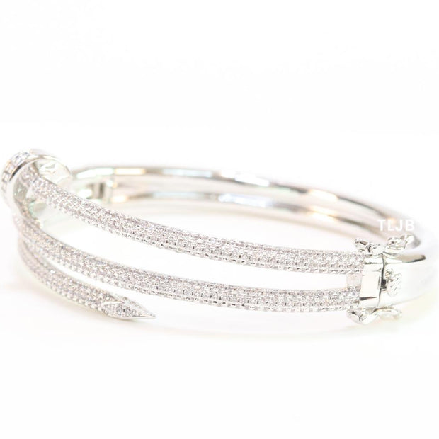 Silver & Cz nail openable bracelet