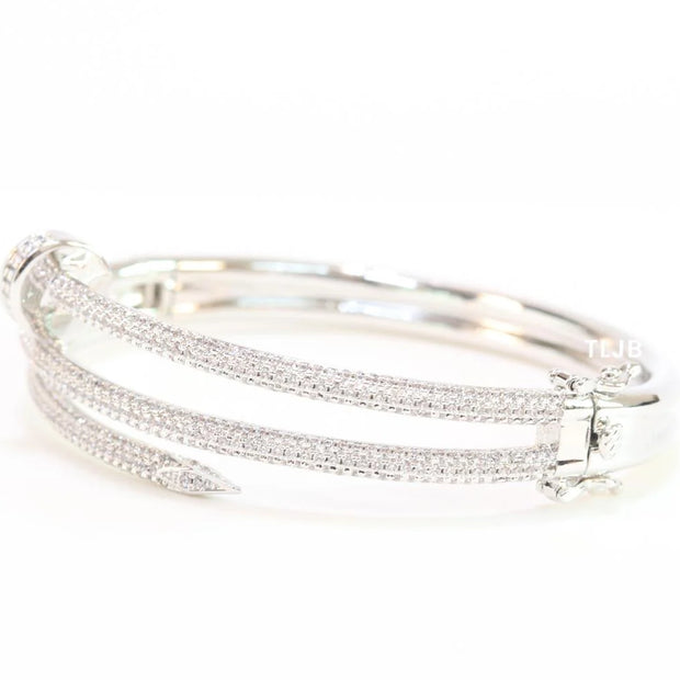 Silver & Cz nail openable bracelet