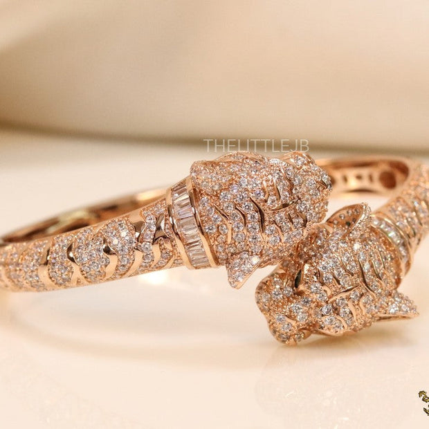 Rose gold cz twin panther bracelet