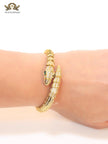 Gold snake and cz bracelet