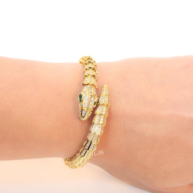 Gold serpentine and cz bracelet